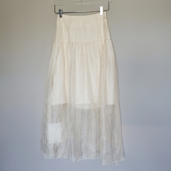 Fairy Jiang Chiffon Cream Midi Skirt NWT - Picture 8 of 11